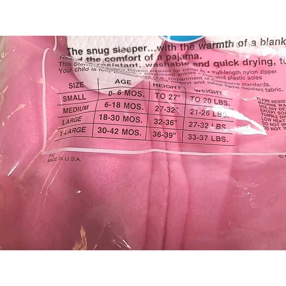 NOS VTG Blanket Sleeper Footed Pajama Pink Bear Sterncraft Toddler Large USA - Picture 6 of 8